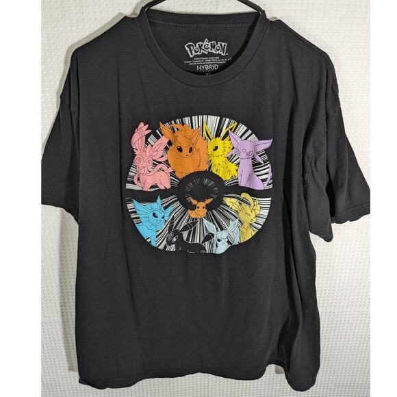 Pokemon Eeveelutions T Shirt XL Black Short Sleeve Graphic Eevee Evolution Tee - Picture 1 of 4